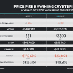 Graph showing the prices of two different cryptocurrencies, with an arrow pointing to the intersection of the two