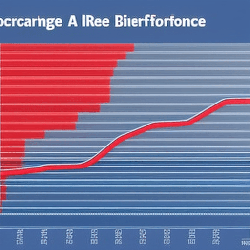  chart with increasing red and decreasing blue lines, representing cryptocurrency betting market performance over the last year