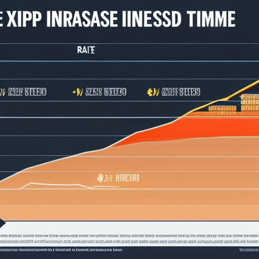  of XRP's rate of increase over time superimposed with a chart of various investors' predictions for its future