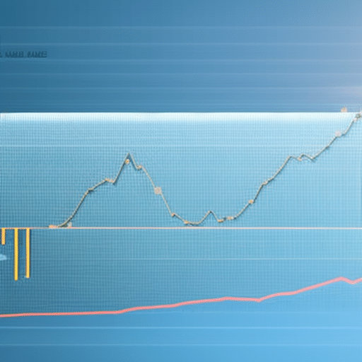 line showing the gradual rise of XRP over time, with a magnifying glass hovering over the peak, revealing a higher potential