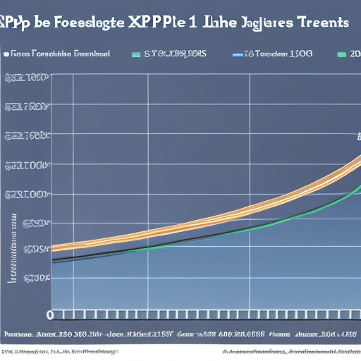 Cal line graph depicting XRP price trends over time with a highlighted dotted trend line forecasting future prices