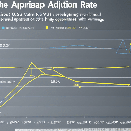  line showing XRP adoption rate with a vertical line at $500 to illustrate its potential