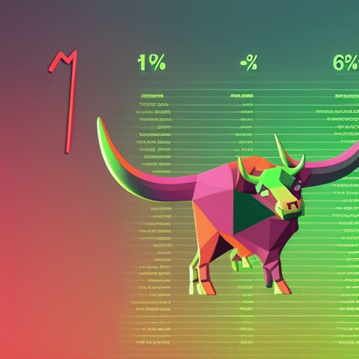 Ic of a bull with a green background, showing the upward trend of the XRP price line over time