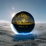 Al ball filled with floating XRP coins and a magnifying glass above, highlighting one of the coins with a spark of energy