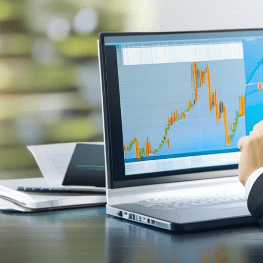 A person with a magnifying glass, intently studying a graph of XRP's price fluctuations