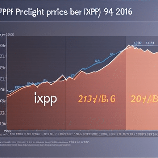  showing the trend of XRP prices over time, with a bright line depicting a predicted forecast based on market sentiment analysis