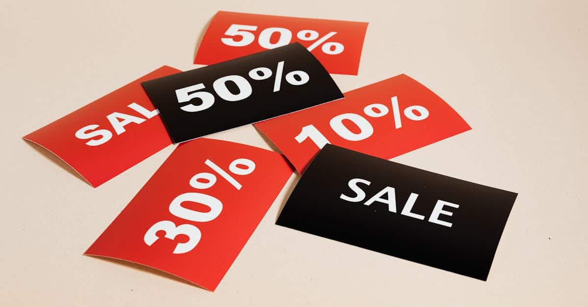 sale cards on beige background