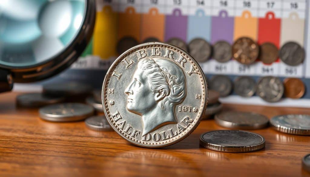 Half dollar coin grading