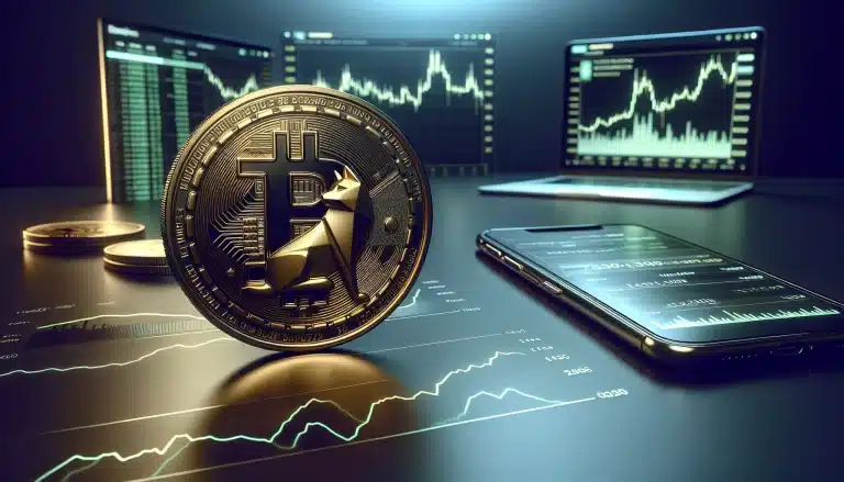 floki-inu-cryptocurrency-coin-on-desk-with-price-prediction-charts-and-trading-data
